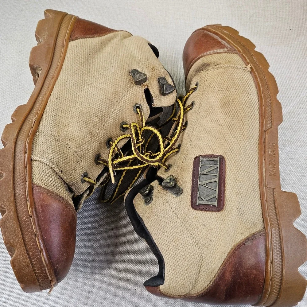 Karl Kani‎ Boots Khaki Canvas Leather Ankle 4529 F12 Menswear size 13